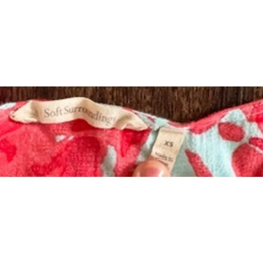 Soft Surroundings Women's Cotton Floral Print 3/4 Sleeve Top Extra Small
